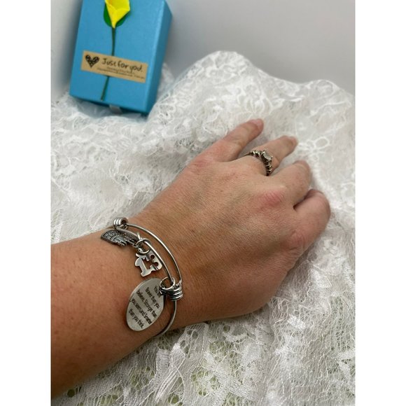 13th Happy Birthday "Your braver than you believe..." Charm Spring Bracelet - Picture 5 of 12